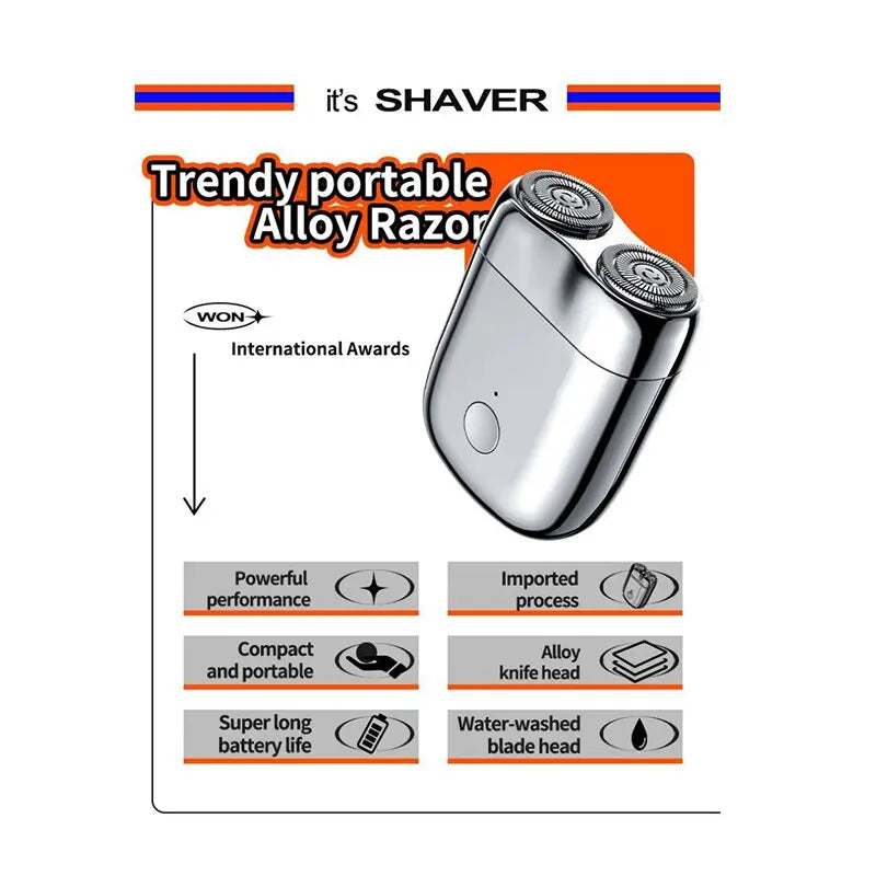 Mini Rechargeable Electric Shaver with Magnetic Charging and Travel Pouch, Water Resistant All Vera Mart