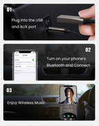 Wireless Car Aux Adapter with Hands Free Calling and Dual Device Connection All Vera Mart