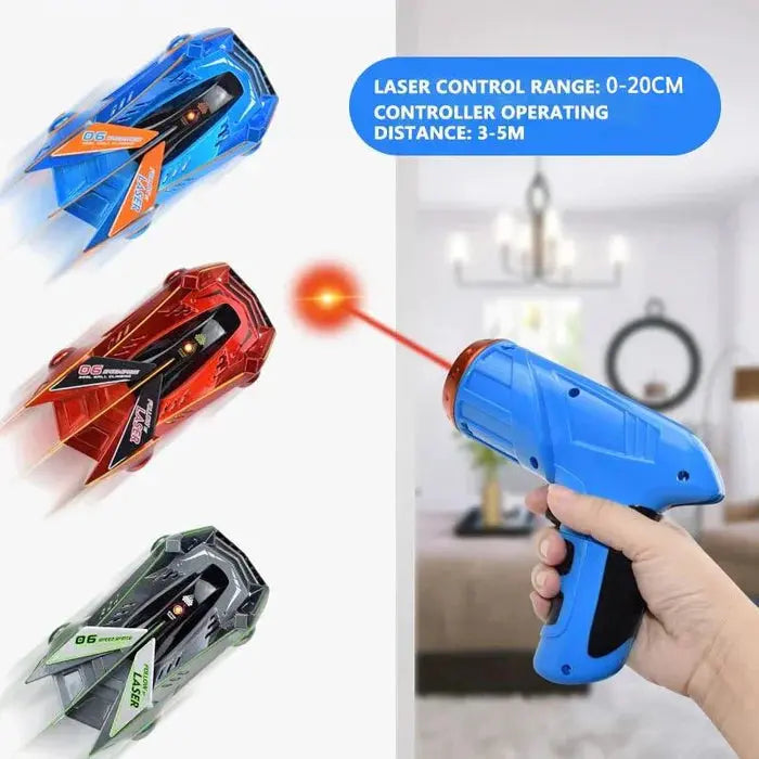 Wall Climbing RC Car with Laser Guided Remote and LED Lights, USB Rechargeable All Vera Mart