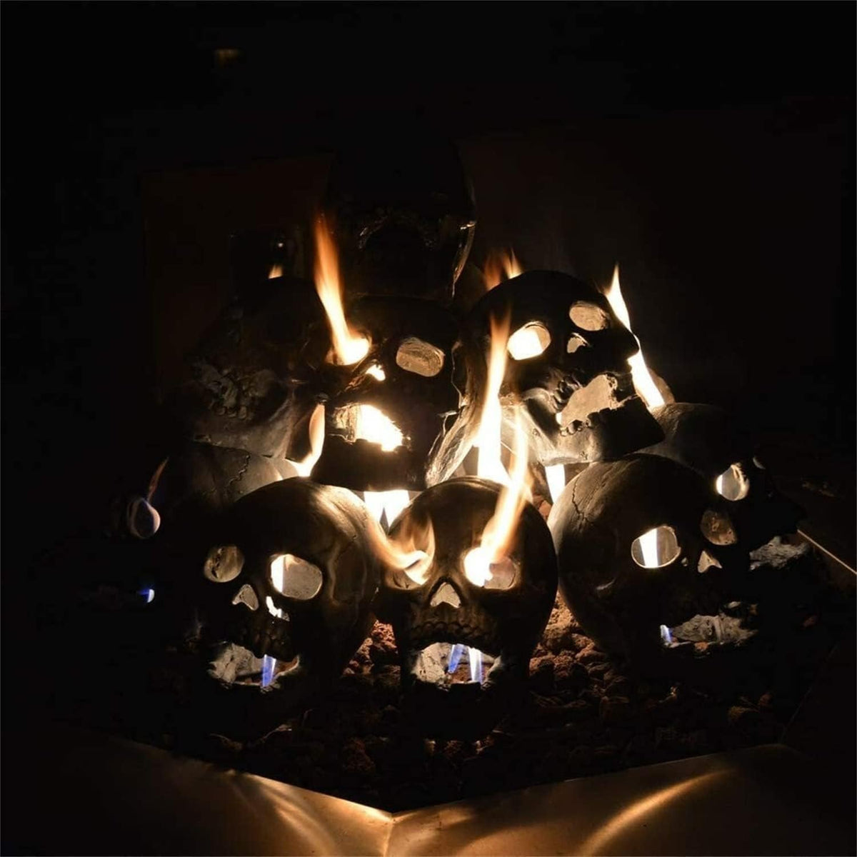 Ceramic Fire Pit Skull with Hollow Eyes for Halloween Bonfires and Campfires