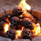 Ceramic Fire Pit Skull with Hollow Eyes for Halloween Bonfires and Campfires