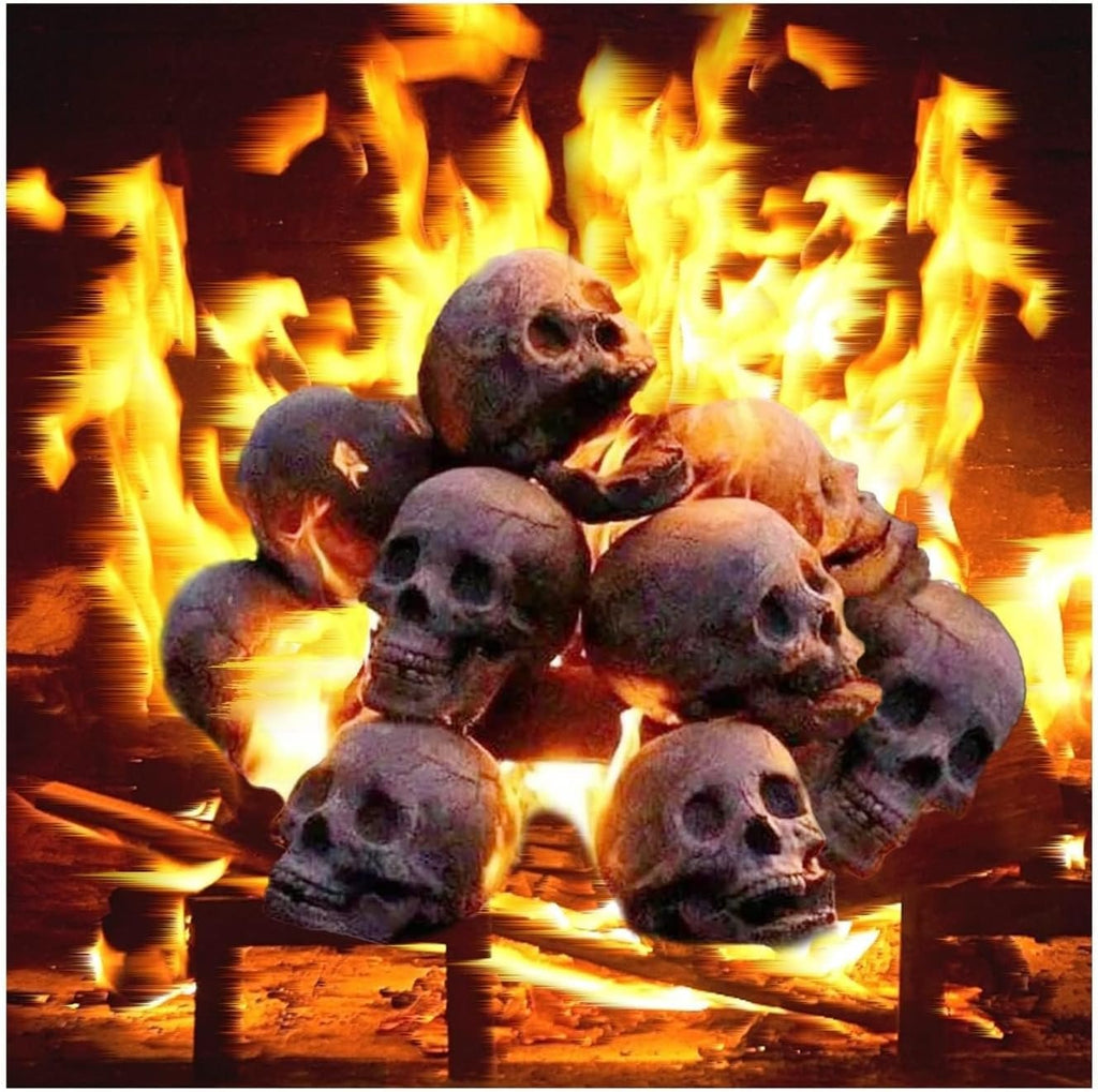 Ceramic Fire Pit Skull with Hollow Eyes for Halloween Bonfires and Campfires