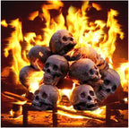 Ceramic Fire Pit Skull with Hollow Eyes for Halloween Bonfires and Campfires