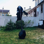 Screaming Ghost Scarecrow with Flowing Robe and Adjustable Pole for Halloween Yards