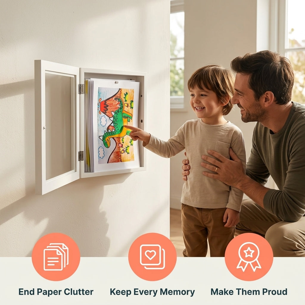 Artwork Display Frame with Magnetic Latch and 150-Sheet Storage Capacity All Vera Mart