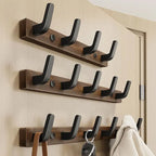 Wall Mounted Coat Rack with Solid Wood and Metal Construction, Matte Black All Vera Mart