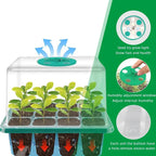 Indoor Seed Starting Tray with Full Spectrum Grow Light and Raised Dome Cover All Vera Mart