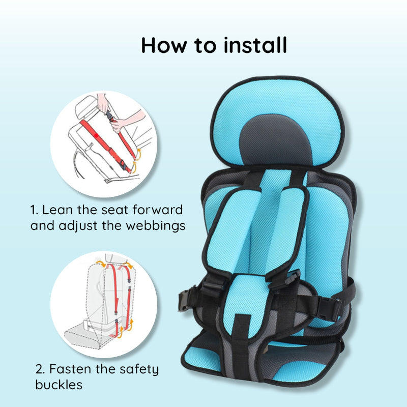 Portable Car Seat Cushion with Five Point Harness and Mesh Ventilation for Ages 0-12 All Vera Mart