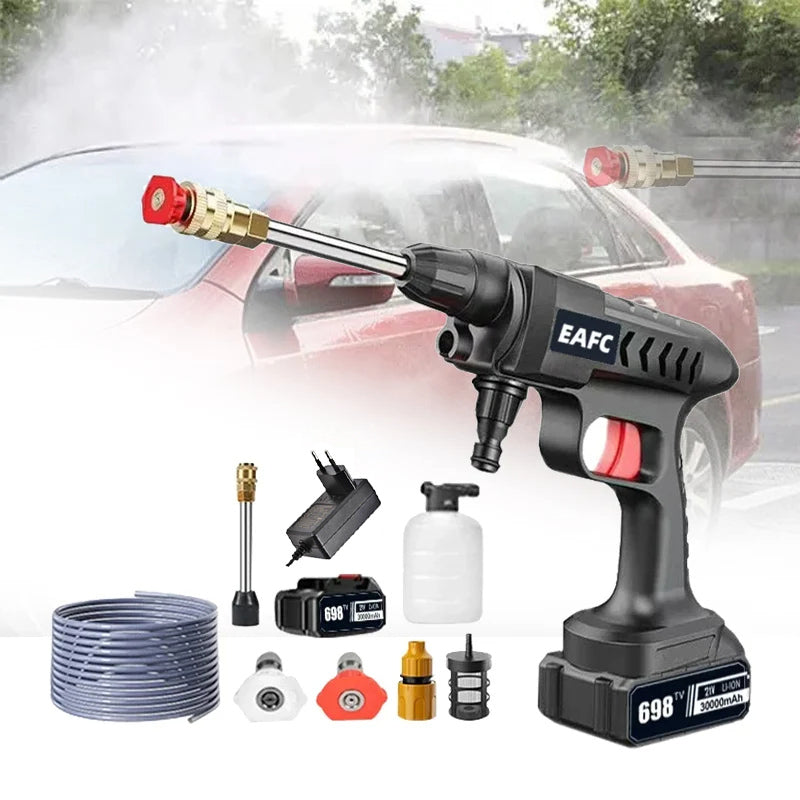 Cordless Pressure Washer with 60Bar Motor and Three Spray Nozzles, 50 Minute Runtime All Vera Mart