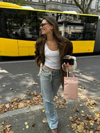 Women's Suede-Like Jacket with Tailored Mid-Length Fit and Hidden Pockets, Brown All Vera Mart