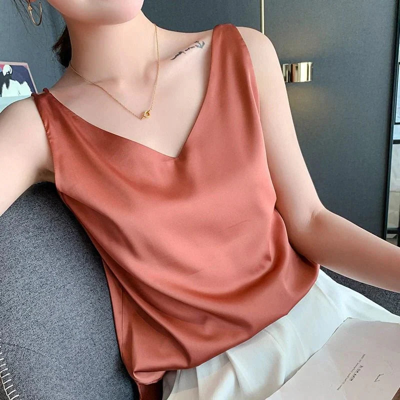 Silk-like Tank Top with Smooth Drape and Moisture Wicking, Breathable Fabric All Vera Mart