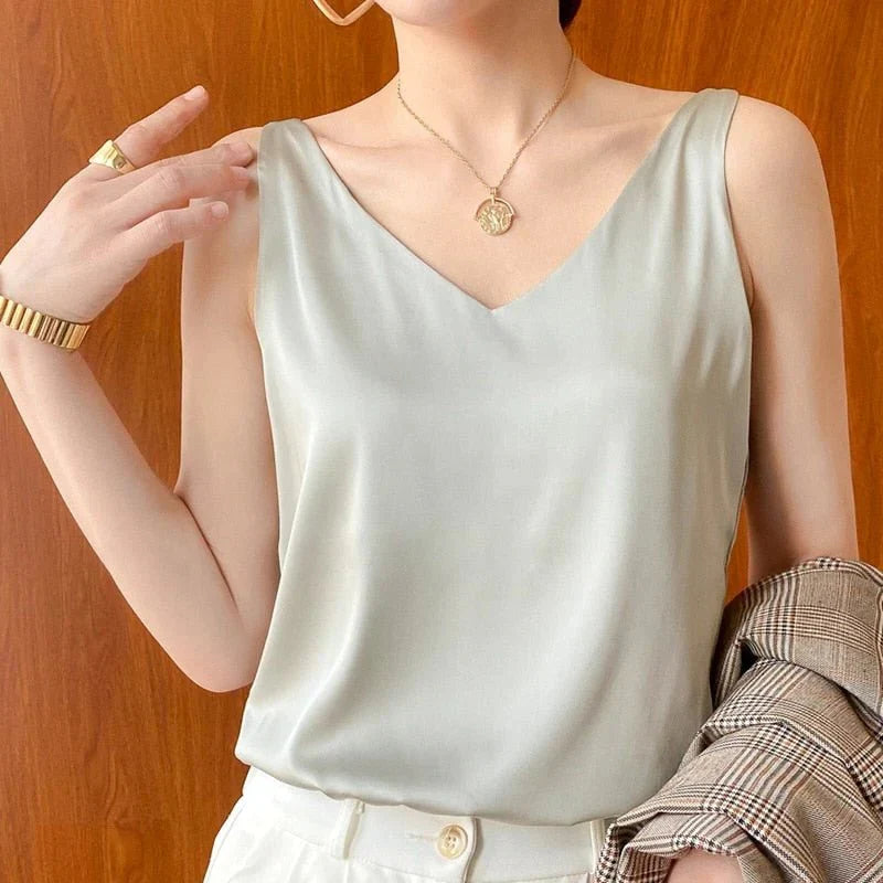 Silk-like Tank Top with Smooth Drape and Moisture Wicking, Breathable Fabric All Vera Mart
