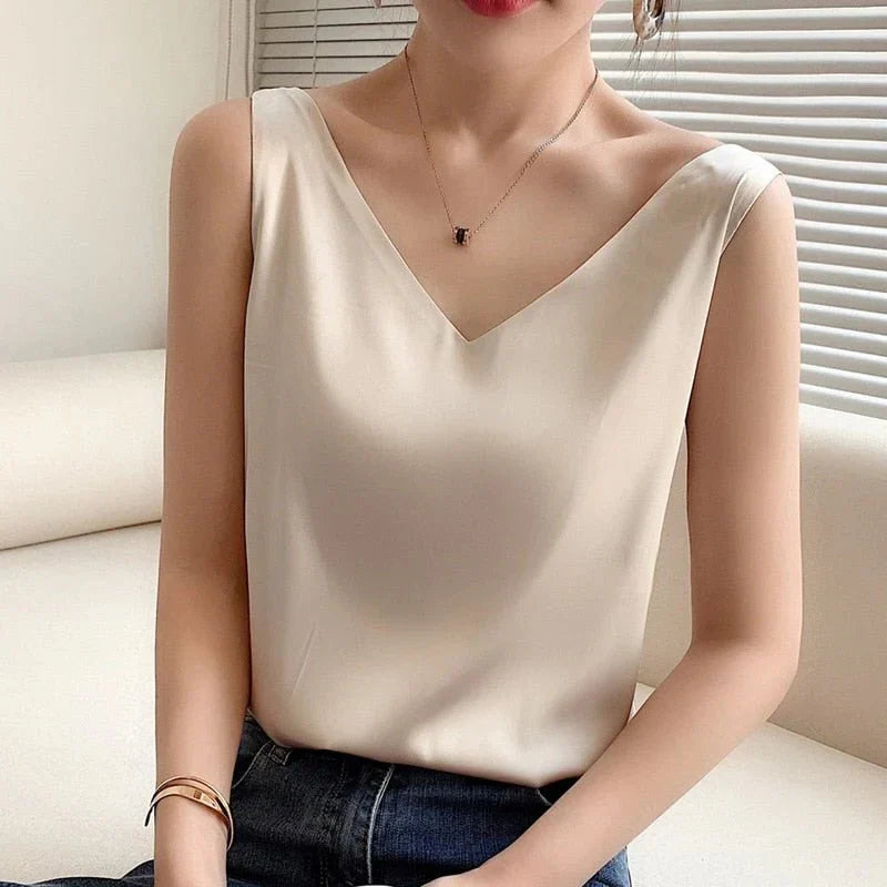 Silk-like Tank Top with Smooth Drape and Moisture Wicking, Breathable Fabric All Vera Mart