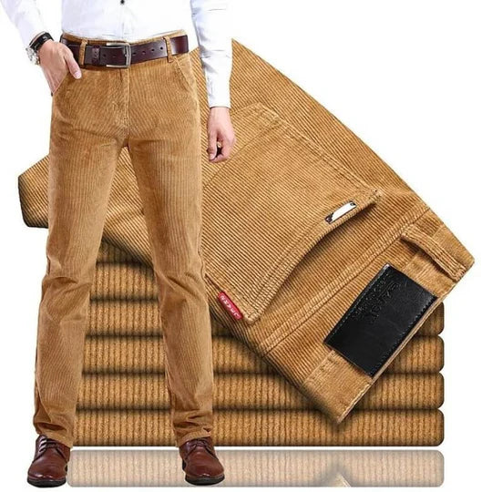 Men's Straight Leg Corduroy Trousers with Cotton Elastane Stretch All Vera Mart