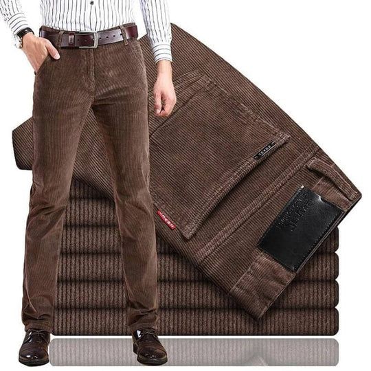 Men's Straight Leg Corduroy Trousers with Cotton Elastane Stretch All Vera Mart