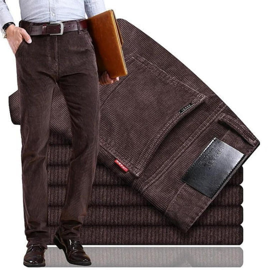 Men's Straight Leg Corduroy Trousers with Cotton Elastane Stretch All Vera Mart