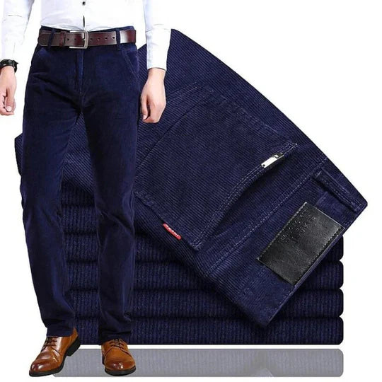 Men's Straight Leg Corduroy Trousers with Cotton Elastane Stretch All Vera Mart