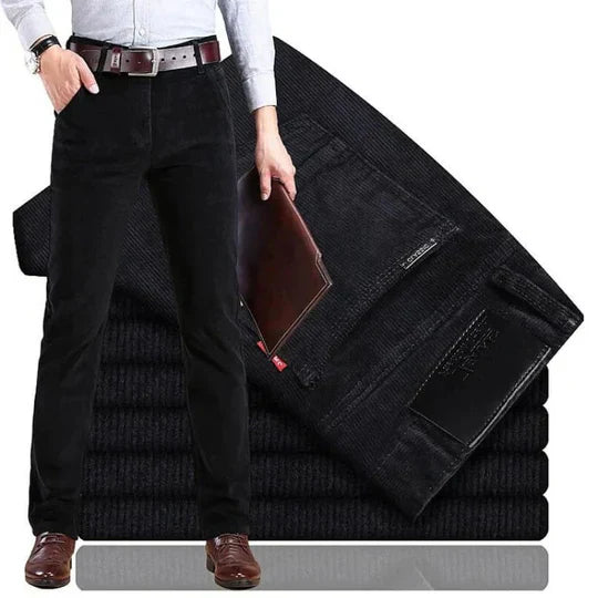 Men's Straight Leg Corduroy Trousers with Cotton Elastane Stretch All Vera Mart
