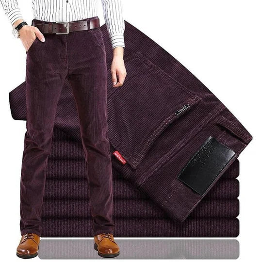 Men's Straight Leg Corduroy Trousers with Cotton Elastane Stretch All Vera Mart