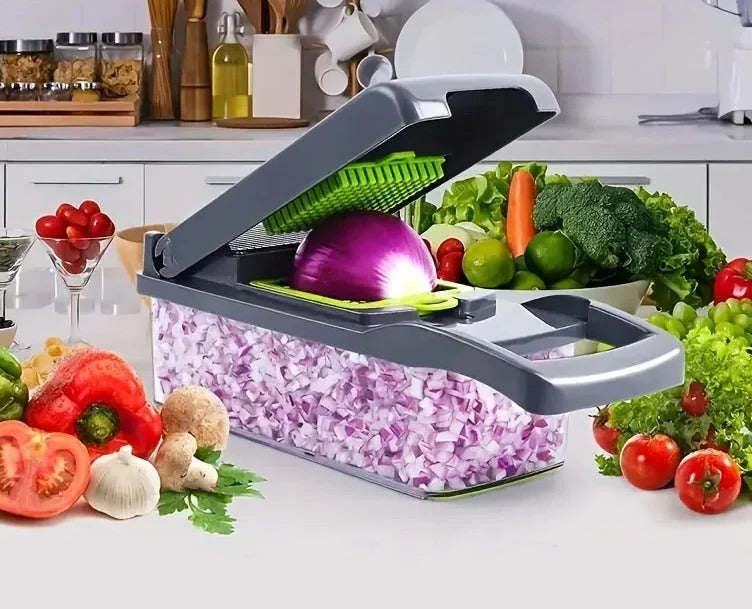 Vegetable Chopper with Four Interchangeable Attachments and Integrated Storage All Vera Mart