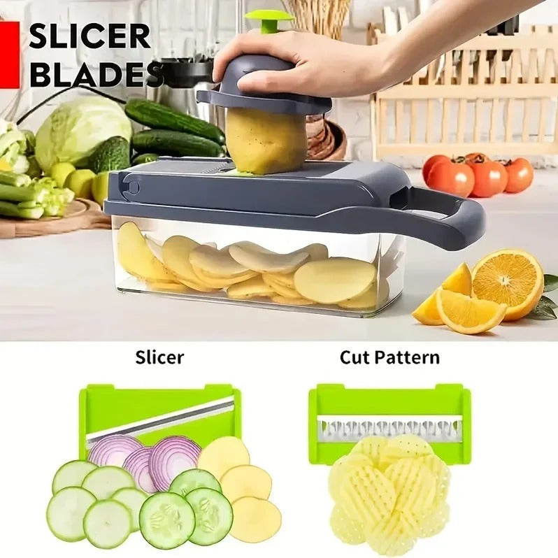 Vegetable Chopper with Four Interchangeable Attachments and Integrated Storage All Vera Mart