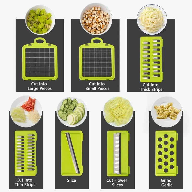 Vegetable Chopper with Four Interchangeable Attachments and Integrated Storage All Vera Mart