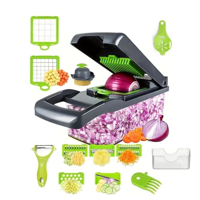 Vegetable Chopper with Four Interchangeable Attachments and Integrated Storage All Vera Mart