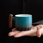 Ceramic Espresso Cup with Wooden Handle and Vintage Minimalist Design, 80ml All Vera Mart