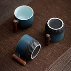 Ceramic Espresso Cup with Wooden Handle and Vintage Minimalist Design, 80ml All Vera Mart