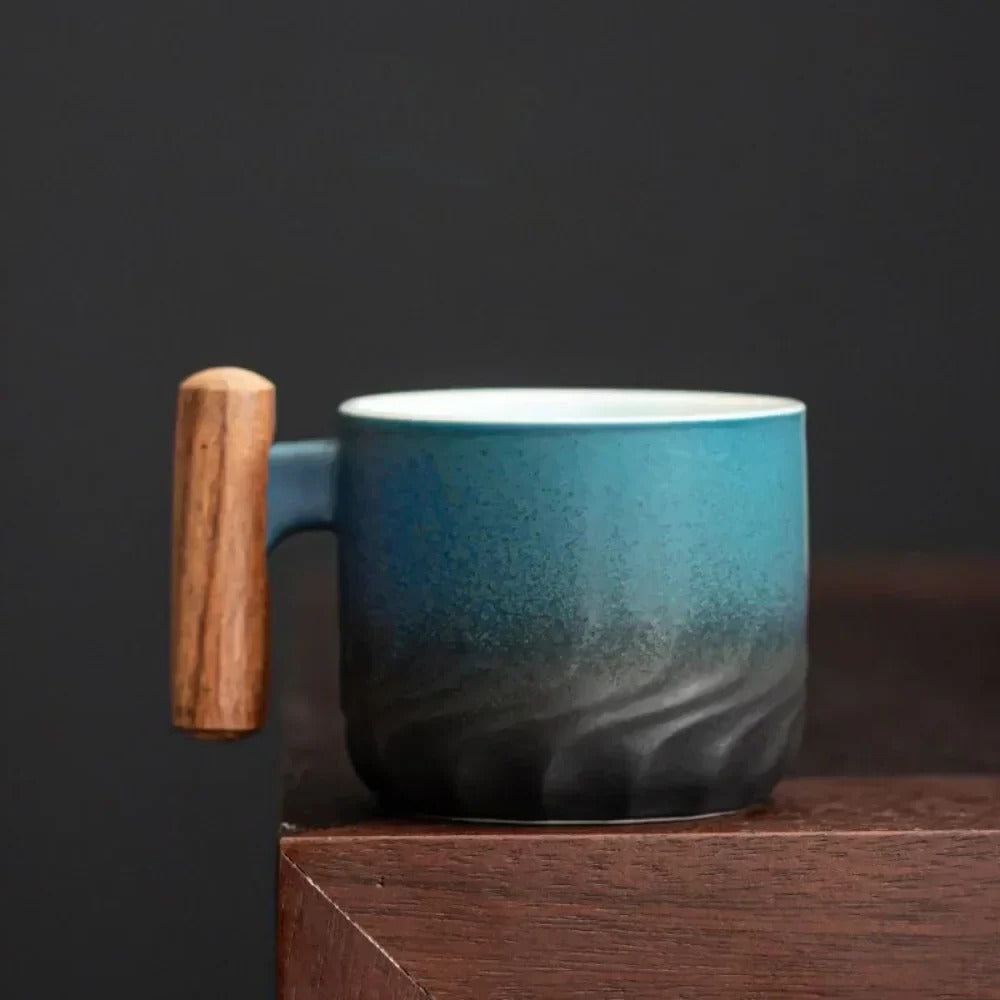 Ceramic Espresso Cup with Wooden Handle and Vintage Minimalist Design, 80ml All Vera Mart
