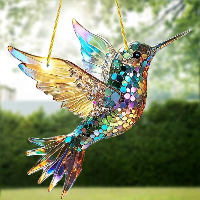 Multicolor Bird Suncatcher with Reflective Accents and Hanging Chain All Vera Mart