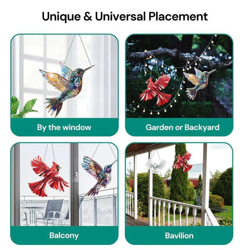 Multicolor Bird Suncatcher with Reflective Accents and Hanging Chain All Vera Mart