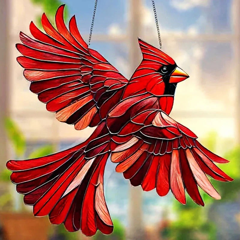 Multicolor Bird Suncatcher with Reflective Accents and Hanging Chain All Vera Mart