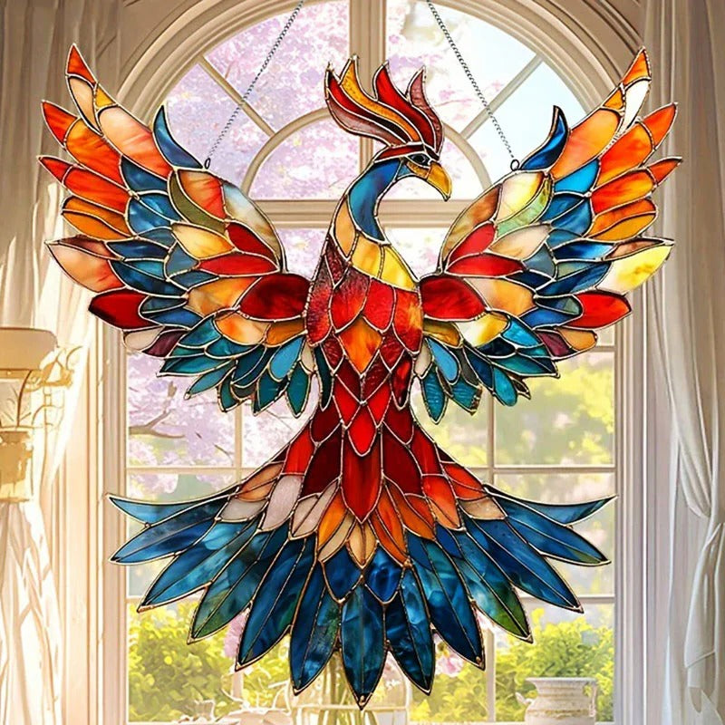 Multicolor Bird Suncatcher with Reflective Accents and Hanging Chain All Vera Mart