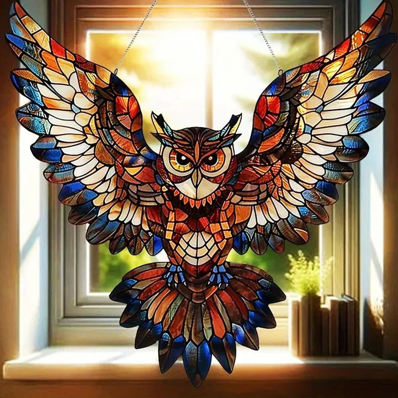 Multicolor Bird Suncatcher with Reflective Accents and Hanging Chain All Vera Mart