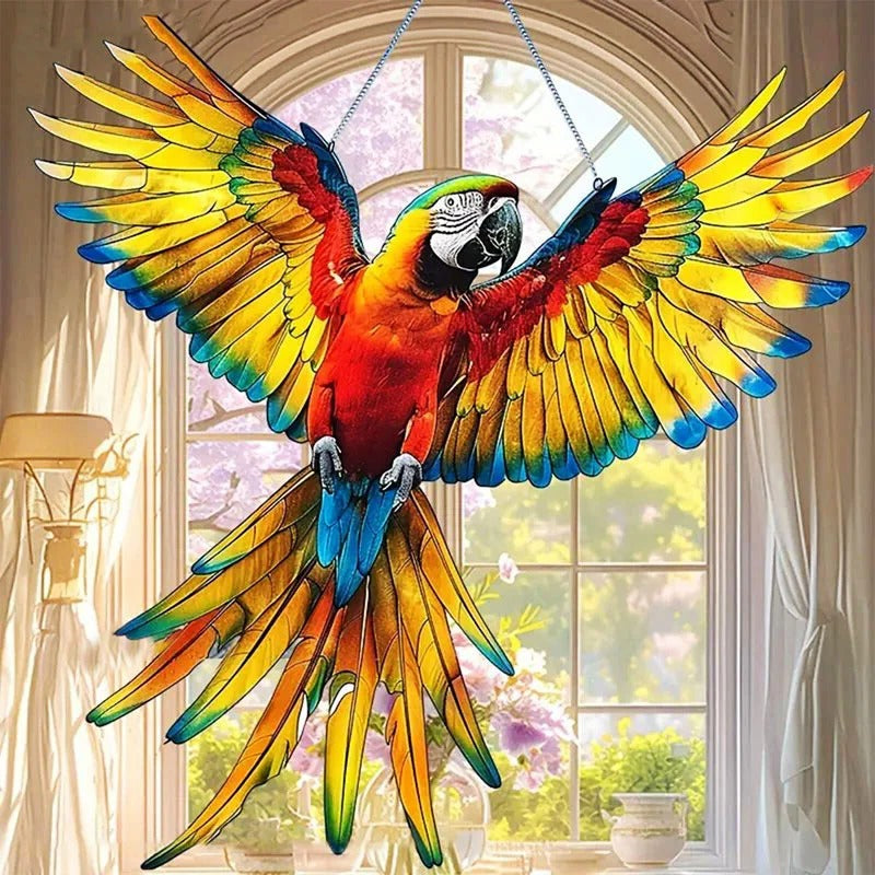 Multicolor Bird Suncatcher with Reflective Accents and Hanging Chain All Vera Mart