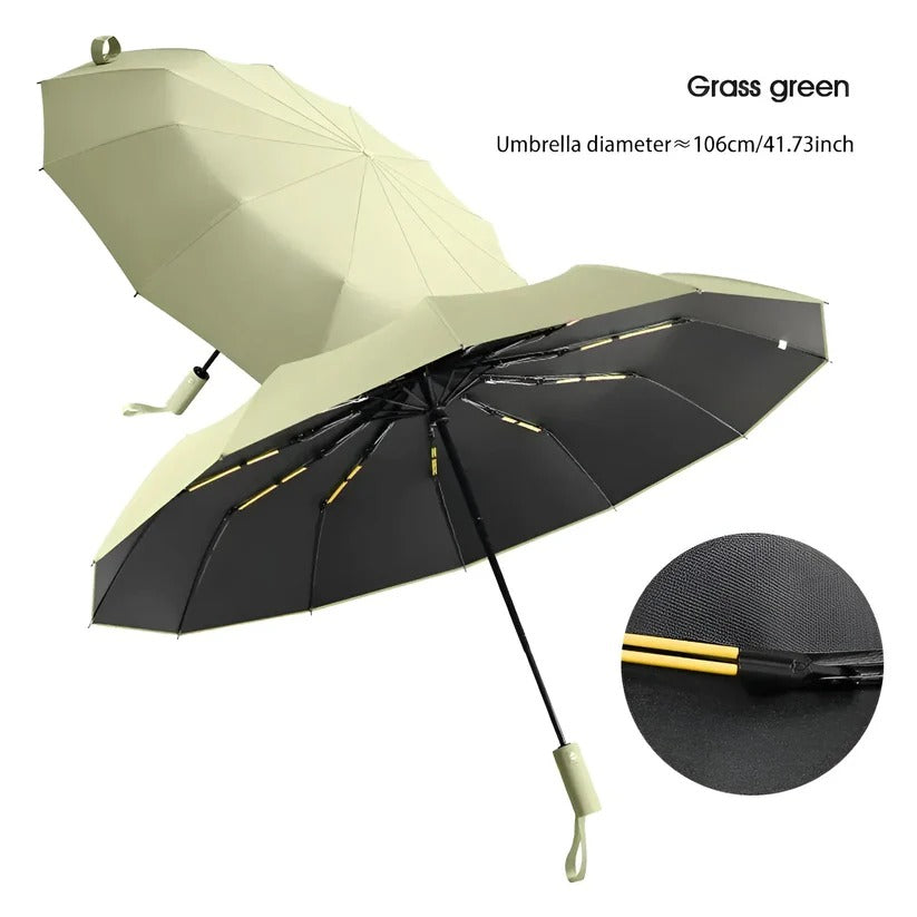 Compact Foldable Umbrella with Reinforced Ribs and UV Blocking, Windproof Design All Vera Mart