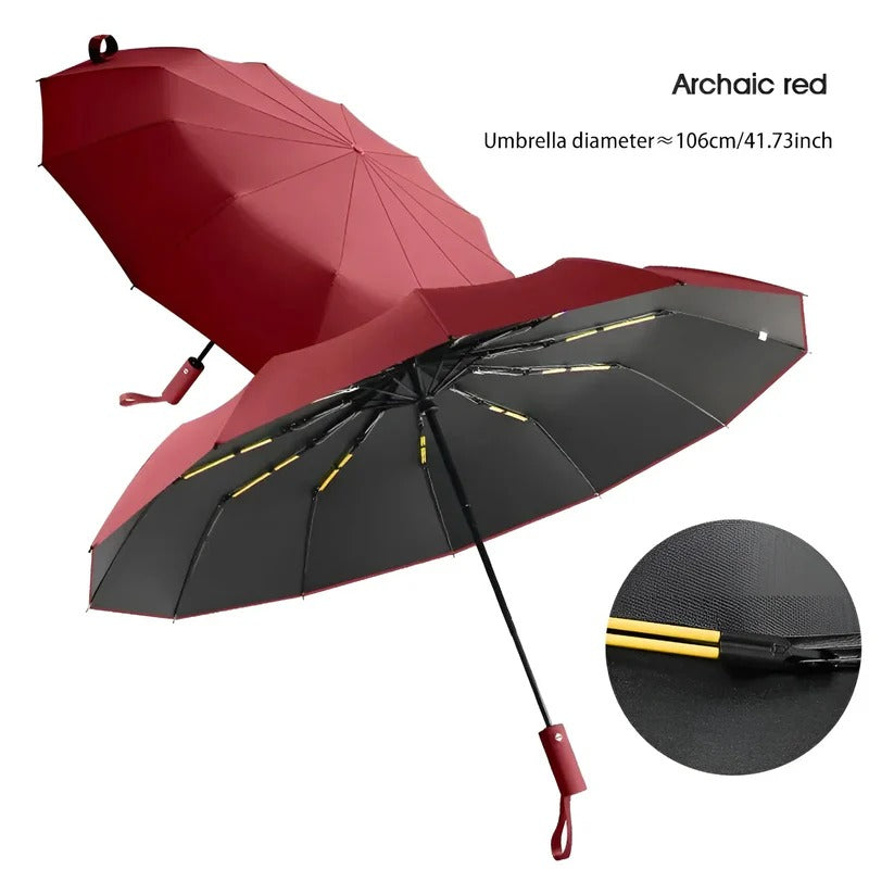 Compact Foldable Umbrella with Reinforced Ribs and UV Blocking, Windproof Design All Vera Mart