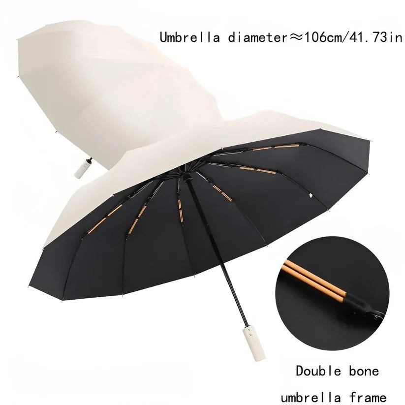 Compact Foldable Umbrella with Reinforced Ribs and UV Blocking, Windproof Design All Vera Mart