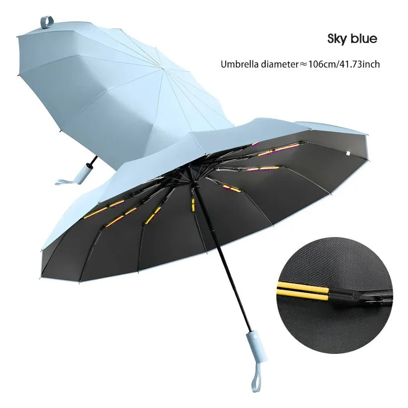 Compact Foldable Umbrella with Reinforced Ribs and UV Blocking, Windproof Design All Vera Mart