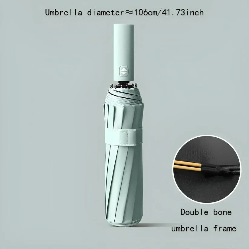 Compact Foldable Umbrella with Reinforced Ribs and UV Blocking, Windproof Design All Vera Mart