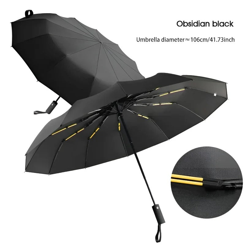Compact Foldable Umbrella with Reinforced Ribs and UV Blocking, Windproof Design All Vera Mart