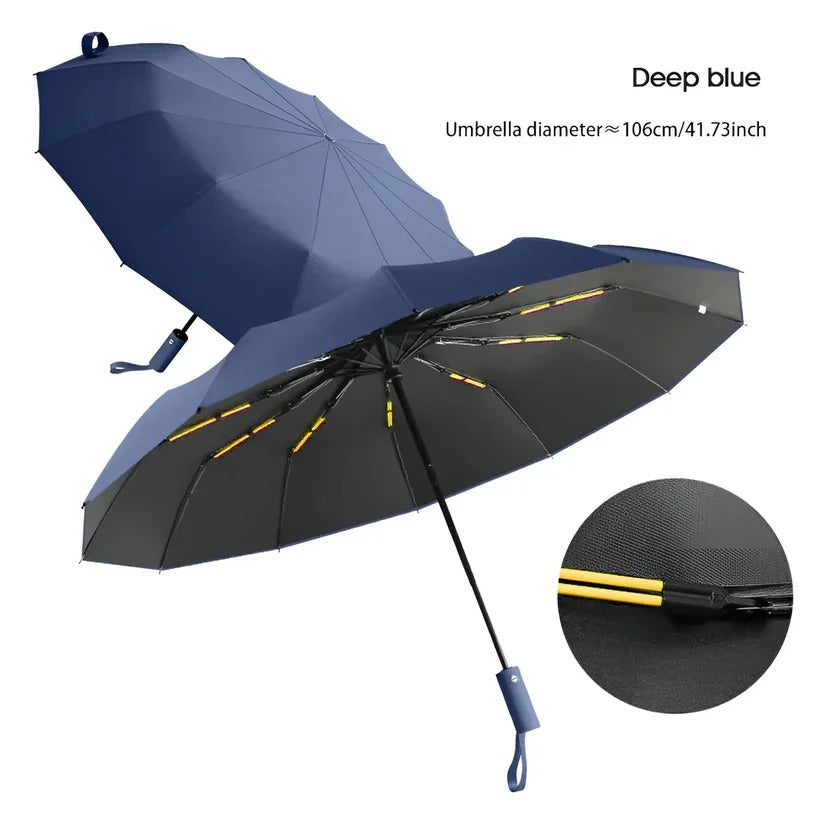 Compact Foldable Umbrella with Reinforced Ribs and UV Blocking, Windproof Design All Vera Mart