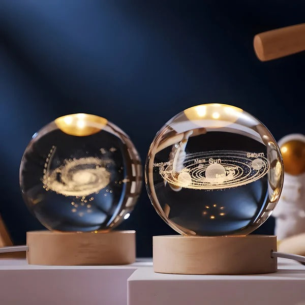 3D Engraved Sphere Lamp with Touch Activation and LED Base All Vera Mart
