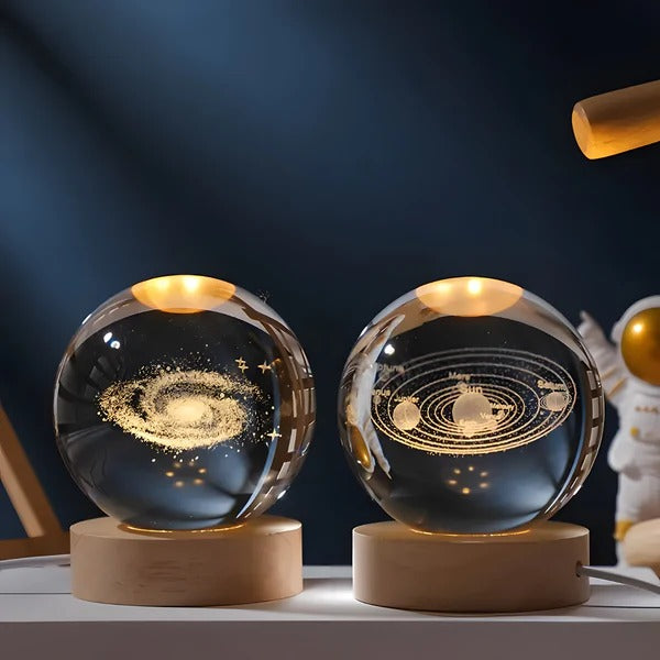 3D Engraved Sphere Lamp with Touch Activation and LED Base All Vera Mart
