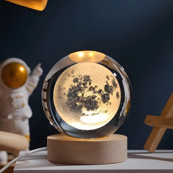 3D Engraved Sphere Lamp with Touch Activation and LED Base All Vera Mart