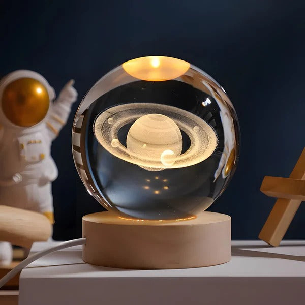 3D Engraved Sphere Lamp with Touch Activation and LED Base All Vera Mart