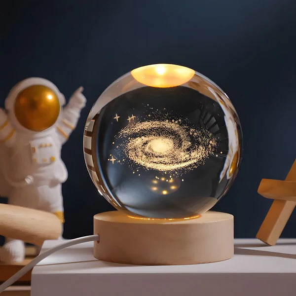 3D Engraved Sphere Lamp with Touch Activation and LED Base All Vera Mart