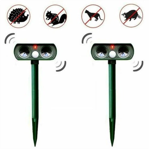 Motion Activated Ultrasonic Animal Repeller with Solar Panel and 30ft Detection Range All Vera Mart
