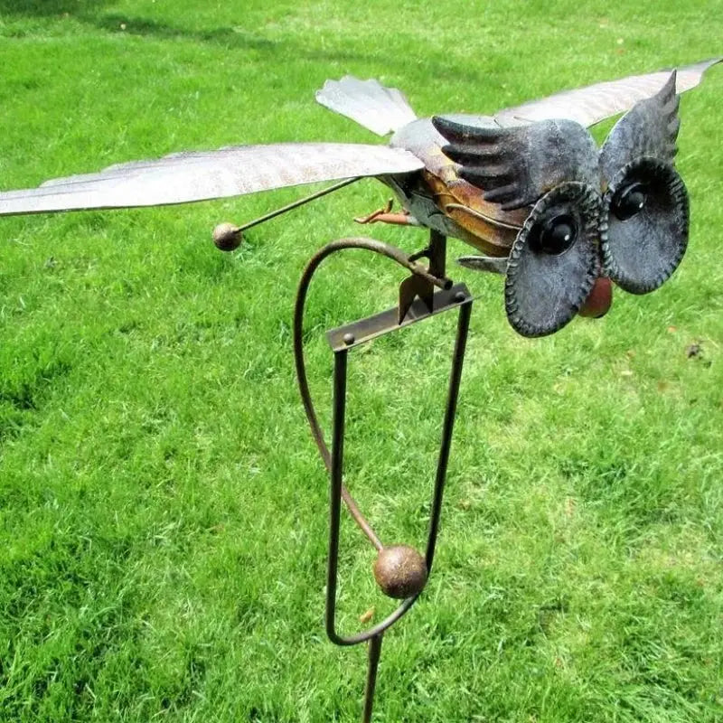 Outdoor Metal Bird Sculpture with Flapping Motion and Six-Point Ground Stake All Vera Mart